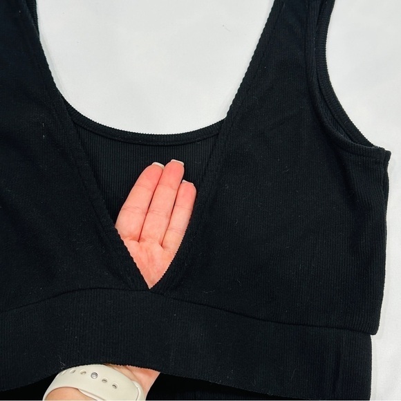 NWT 4th & Reckless Black Ribbed V-neck Back Bralette Crop Top Bra - Picture 4 of 6